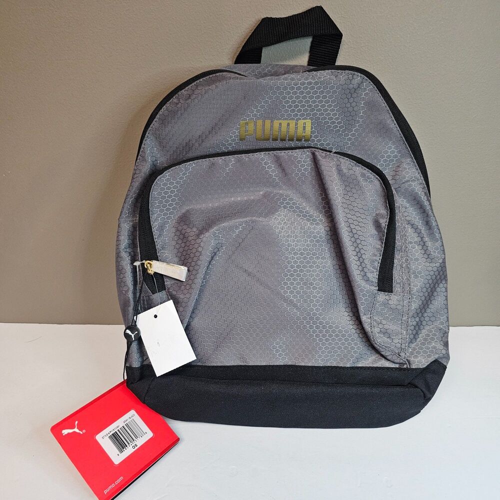 NWT Puma Gray and Black Backpack Zippered Bookbag